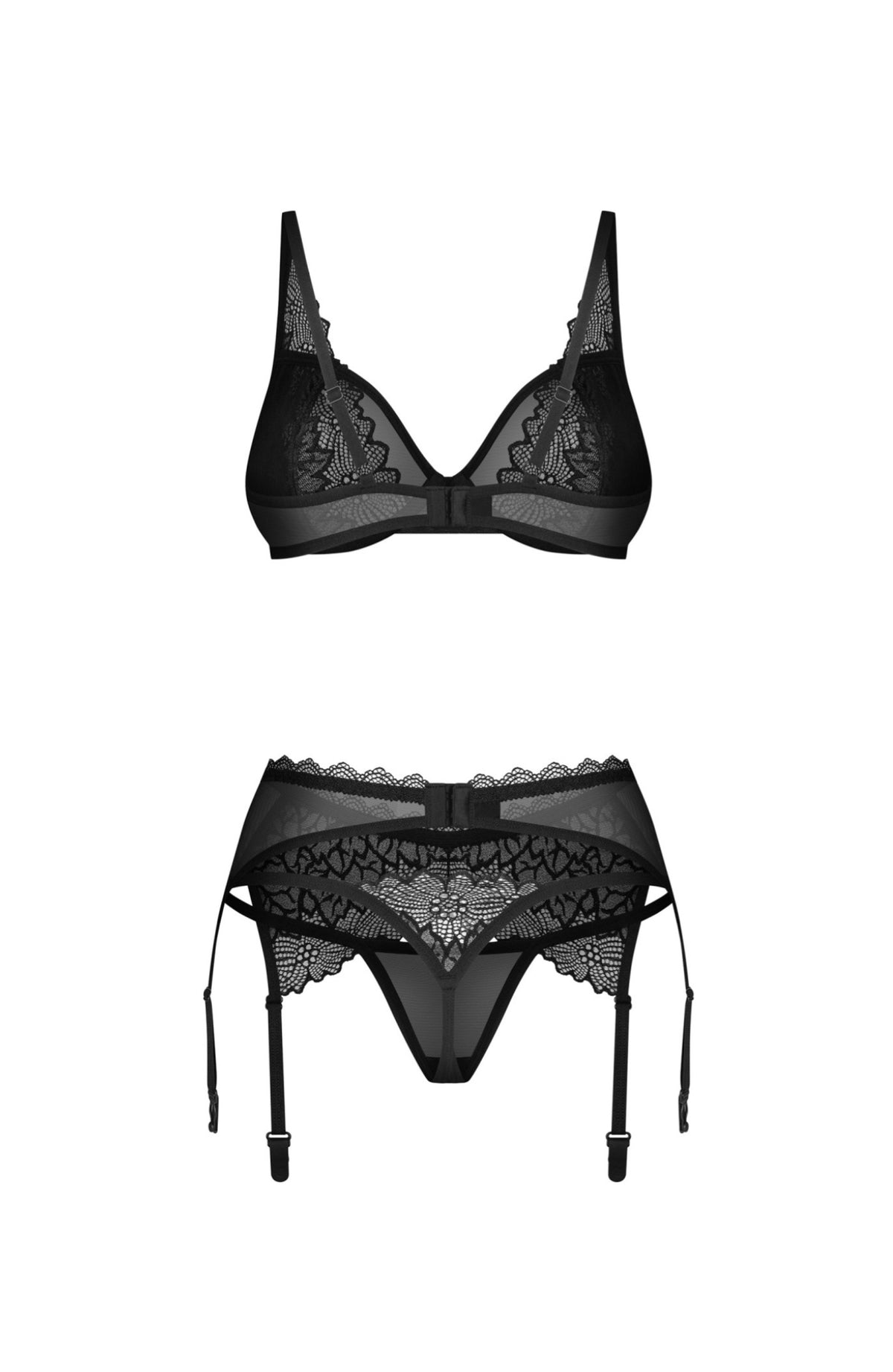 Deina More 3-delige zwarte lingerie set met kant